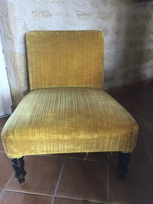 CHAUFFEUSE NAPOLEON III JACQUARD AMEUBLEMENT TAPISSIER